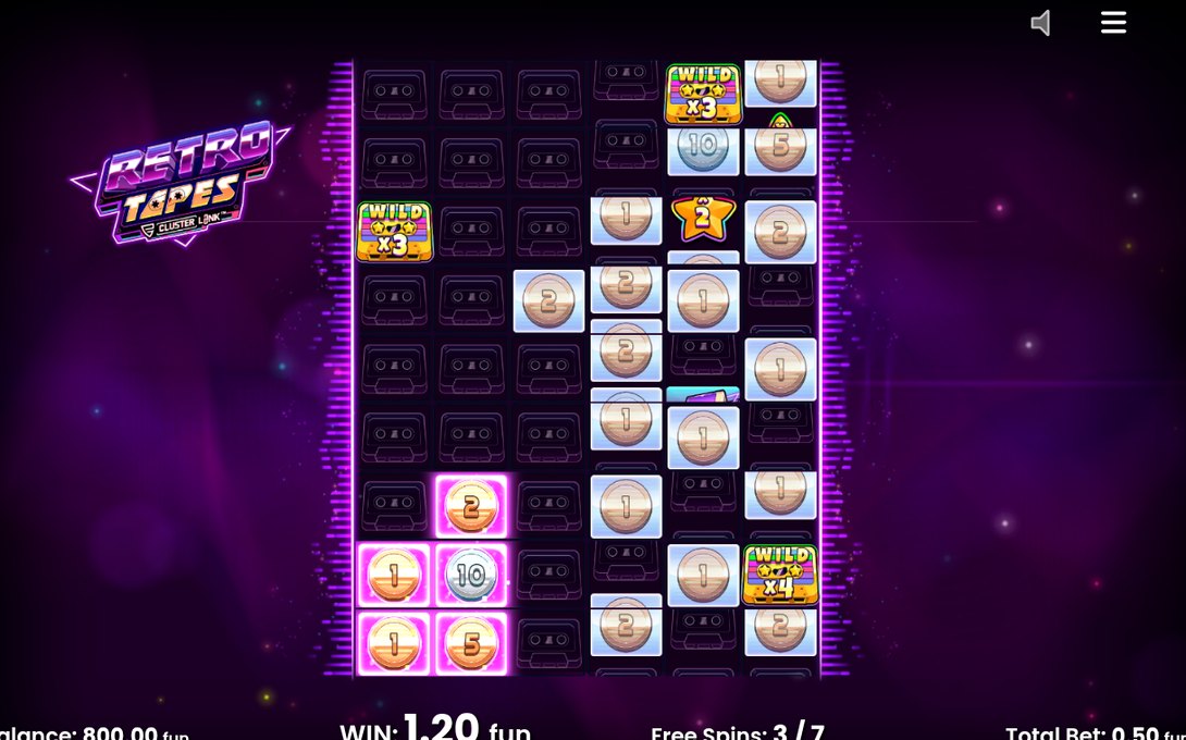 Läget med omvandlade Wild Tape-symboler under free spins